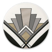 Elegant Art Deco Fan Design Keramische Knop (Voorkant)
