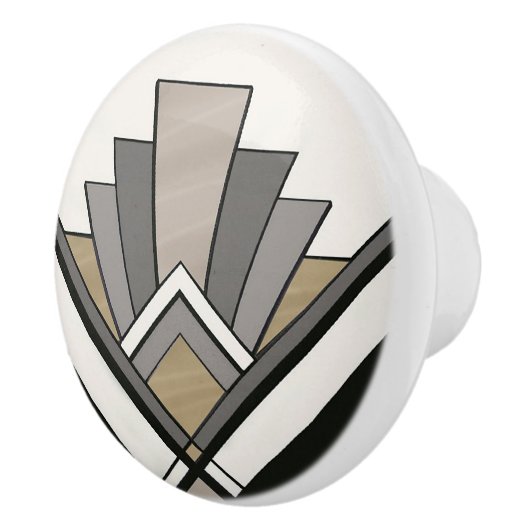 Elegant Art Deco Fan Design Keramische Knop (Rechts)
