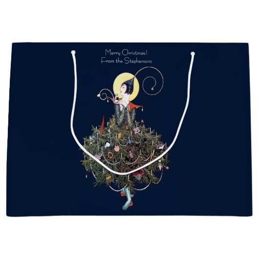 Elegant Art Deco Fashion Christmas Tree Retro Groot Cadeauzakje (Voorkant)