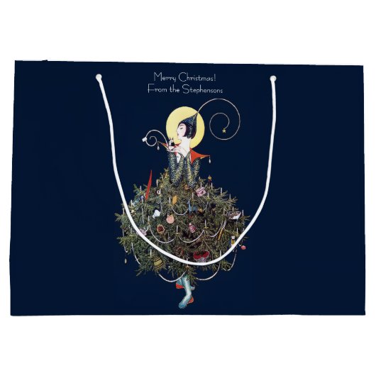 Elegant Art Deco Fashion Christmas Tree Retro Groot Cadeauzakje (Achterkant)