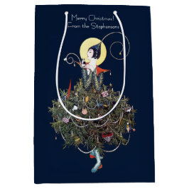 Elegant Art Deco Fashion Christmas Tree Retro Medium Cadeauzakje