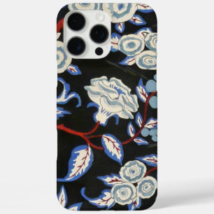 ELEGANT ART DECO FLORAL, BLUE WHITE ROSES IN BLACK iPhone 16 PRO MAX HOESJE