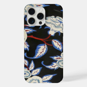 ELEGANT ART DECO FLORAL, BLUE WHITE ROSES IN BLACK iPhone 15 PRO MAX HOESJE