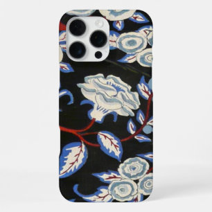 ELEGANT ART DECO FLORAL, BLUE WHITE ROSES IN BLACK iPhone 16 PRO MAX HOESJE
