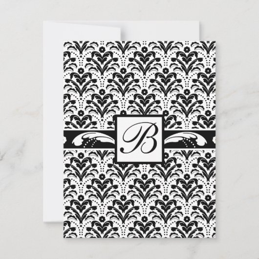 Elegant Art Deco Floral Damask Custom Monogram Kaart (Voorkant)