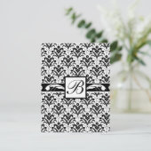 Elegant Art Deco Floral Damask Custom Monogram Kaart (Staand voorkant)