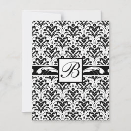 Elegant Art Deco Floral Damask Custom Monogram Kaart