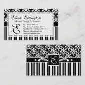 Elegant Art Deco  Floral Damask en Stripes Visitekaartje (Voorkant / Achterkant)