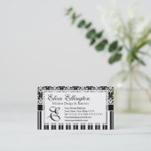 Elegant Art Deco  Floral Damask en Stripes Visitekaartje (Staand voorkant)