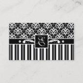 Elegant Art Deco  Floral Damask en Stripes Visitekaartje (Achterkant)