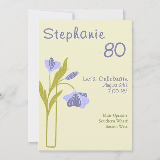 Elegant Art Deco Floral Lavender 80th Birthday  Kaart (Voorkant)