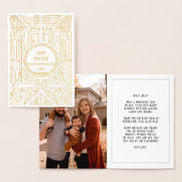 Elegant art deco foto Happy Nieuwjaar Folie Kaarten