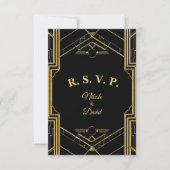 Elegant Art Deco Gatsby R.S.V.P. Kaart (Voorkant)