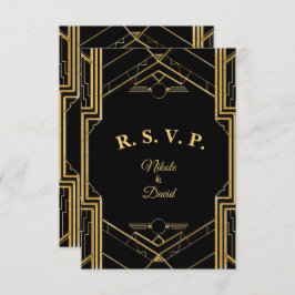Elegant Art Deco Gatsby R.S.V.P. Kaart