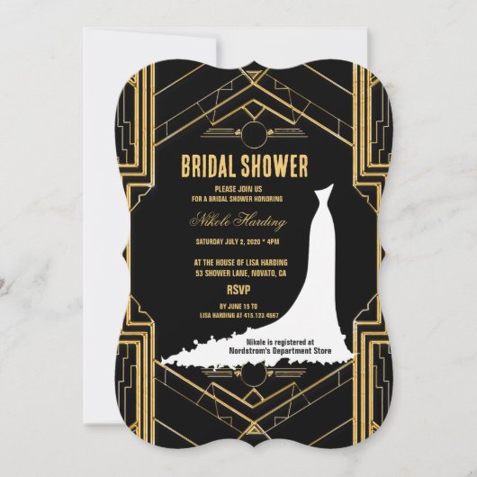 Elegant Art Deco Gatsby Vrijgezellenfeest Kaart (Voorkant)