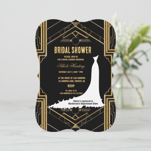 Elegant Art Deco Gatsby Vrijgezellenfeest Kaart (Staand voorkant)