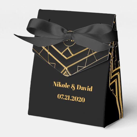 Elegant Art Deco Gatsby Wedding Favor Box Bedankdoosjes (Voorkant Zijde)