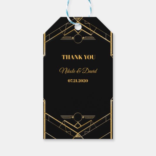 Elegant Art Deco Gatsby Wedding Gift Labels Cadeaulabel (Voorkant)