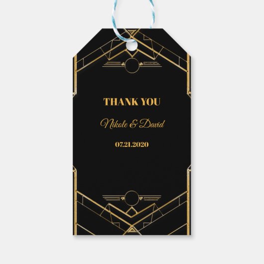 Elegant Art Deco Gatsby Wedding Gift Labels Cadeaulabel (Achterkant)
