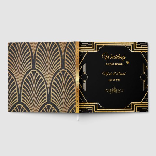 Elegant Art Deco Gatsby Wedding Guest Book Gastenboek (Volledig)