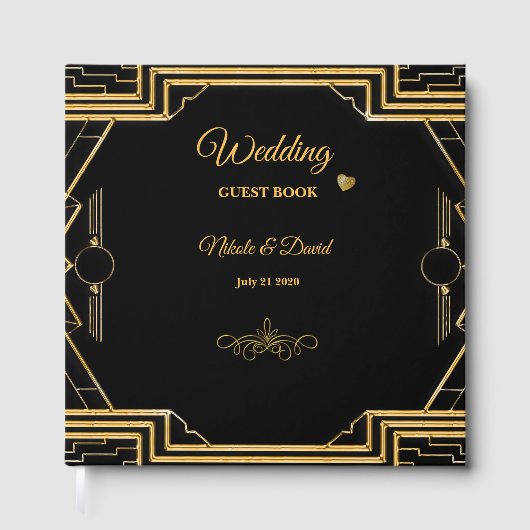 Elegant Art Deco Gatsby Wedding Guest Book Gastenboek (Voorkant)