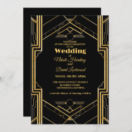 Elegant Art Deco Gatsby Wedding Invitation Kaart