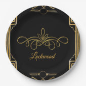 Elegant Art Deco Gatsby Wedding Paper Borden Papieren Bordje (Voorkant)