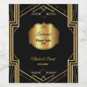 Elegant Art Deco Gatsby Wedding Wine Fleslabel Wijn Etiket (Enkel label)