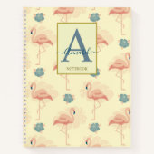 Elegant art deco geïnspireerde flamingo en rozen  notitieboek (Voorkant)