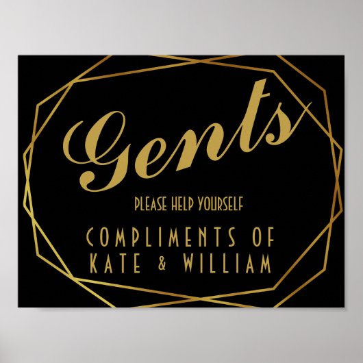Elegant art deco Gents rec-bord Poster (Voorkant)