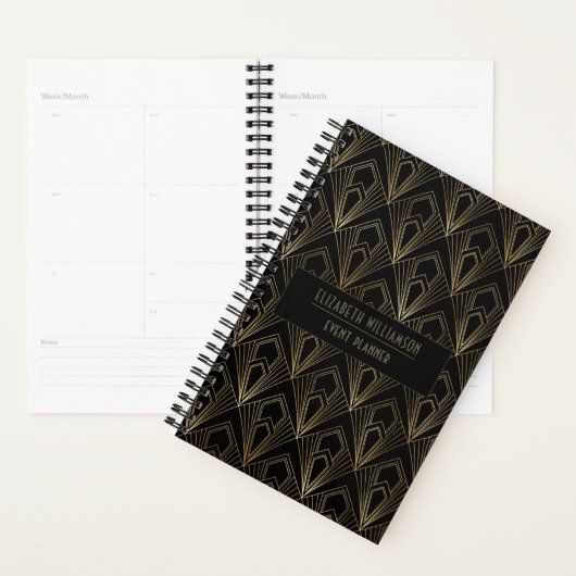 Elegant Art Deco Geometric Pattern| Zwart en goud Planner (Display)