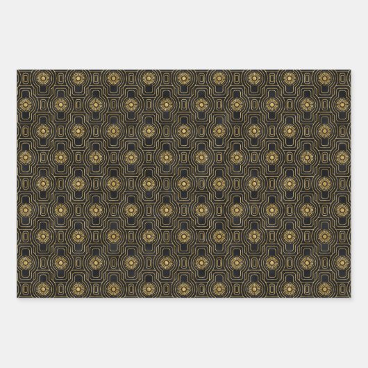 elegant art deco-getild patroon inpakpapier vel (Voorkant)