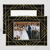 Elegant Art Deco Gold Black Foto bedankt Save The Date (Voorkant / Achterkant)