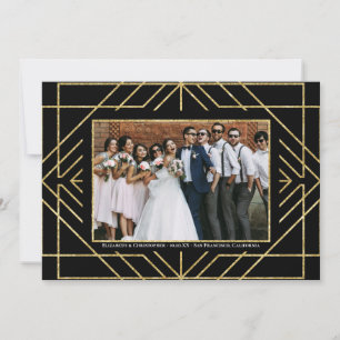 Elegant Art Deco Gold Black Foto bedankt Save The Date