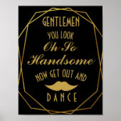 Elegant art deco Gold & Black GENTLEMEN BATHROOM Poster (Voorkant)