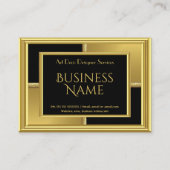 Elegant Art Deco Gold Black Geometrical Metal Visitekaartje (Voorkant)