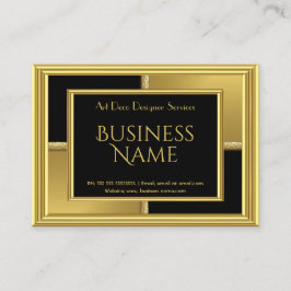 Elegant Art Deco Gold Black Geometrical Metal Visitekaartje