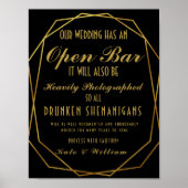 Elegant art deco Gold & Black Open Bar Poster (Voorkant)
