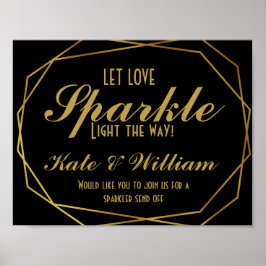 Elegant art deco Gold & Black sparkler Poster