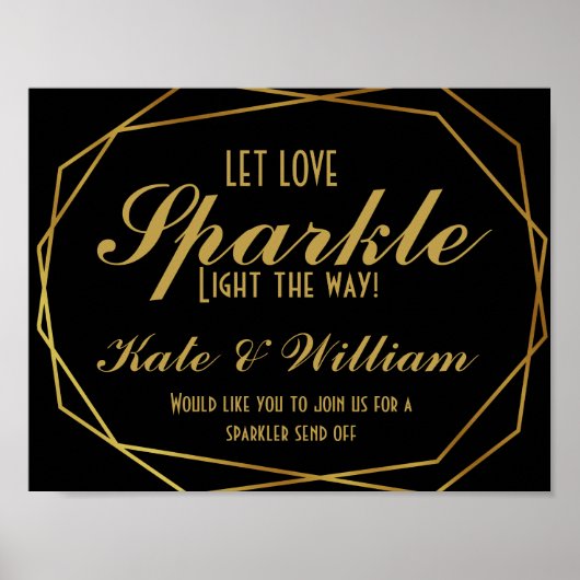 Elegant art deco Gold & Black sparkler Poster (Voorkant)