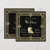 Elegant Art Deco Gold Black Wedding Kaart (Voorkant / Achterkant)