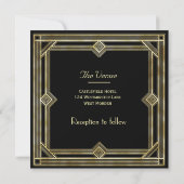 Elegant Art Deco Gold Black Wedding Kaart (Achterkant)