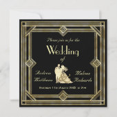 Elegant Art Deco Gold Black Wedding Kaart (Voorkant)