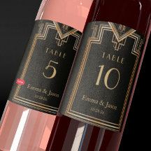 Elegant Art Deco Gold en Black Table Number label