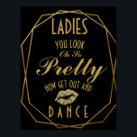 Elegant art deco Gold en zwarte dames BATHROOM Poster<br><div class="desc">Elegant art deco Gold & Black Dames BATHROOM trouwbord</div>