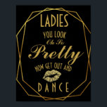 Elegant art deco Gold en zwarte dames BATHROOM Poster<br><div class="desc">Elegant art deco Gold & Black Dames BATHROOM trouwbord</div>