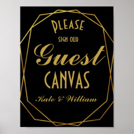 Elegant art deco Gold en zwarte gastendoek Poster