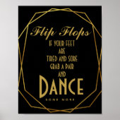 Elegant art deco Gold en zwarte teenslippers Poster (Voorkant)