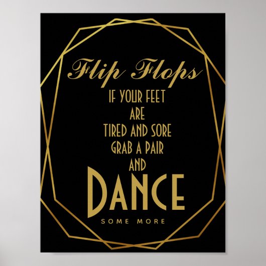 Elegant art deco Gold en zwarte teenslippers Poster (Voorkant)