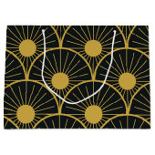 Elegant Art Deco Gold Sun Pattern on Black Groot Cadeauzakje (Voorkant)